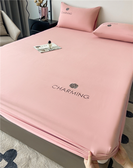 91家纺网 家纺一手货源 找家纺 古吉梦 2024新款A类抗菌防螨磨毛床笠 磨毛床笠朵拉-藕粉