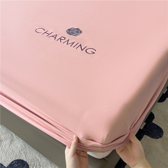 91家纺网 家纺一手货源 找家纺 古吉梦 2024新款A类抗菌防螨磨毛床笠 磨毛床笠朵拉-藕粉