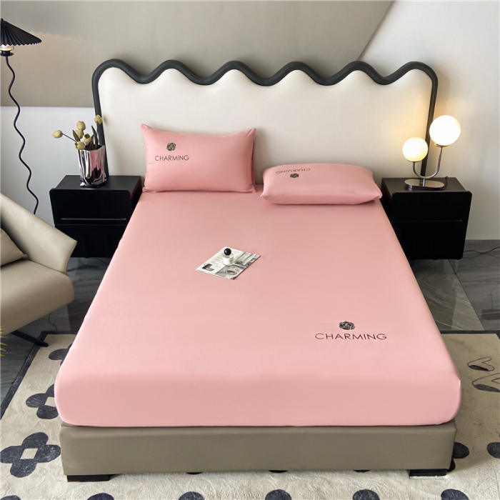 91家纺网 家纺一手货源 找家纺 古吉梦 2024新款A类抗菌防螨磨毛床笠 磨毛床笠朵拉-藕粉