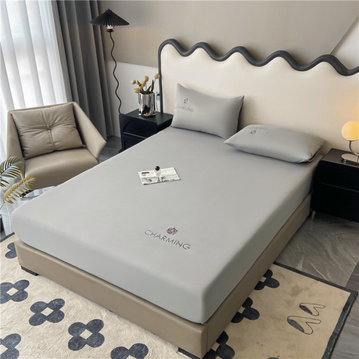 91家纺网 家纺一手货源 找家纺 古吉梦 2024新款A类抗菌防螨磨毛床笠 磨毛床笠朵拉-浅灰