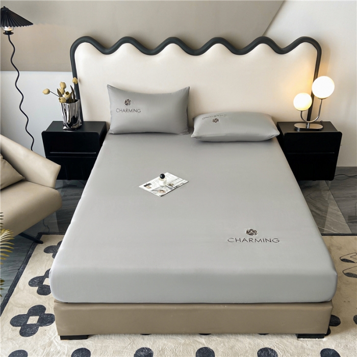 91家纺网 家纺一手货源 找家纺 古吉梦 2024新款A类抗菌防螨磨毛床笠 磨毛床笠朵拉-浅灰