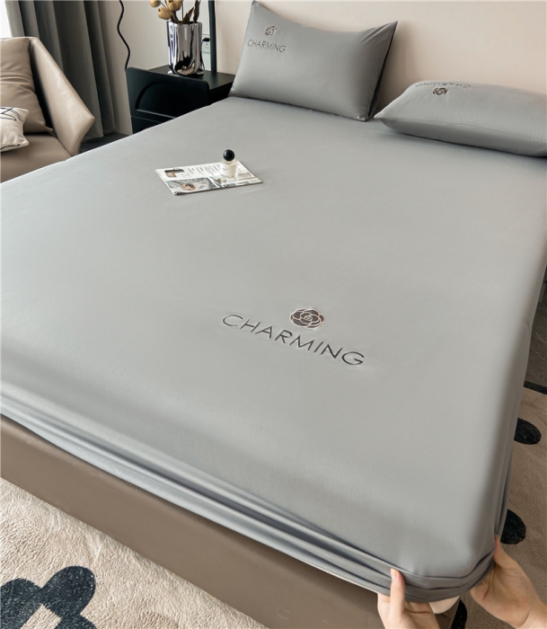 91家纺网 家纺一手货源 找家纺 古吉梦 2024新款A类抗菌防螨磨毛床笠 磨毛床笠朵拉-浅灰