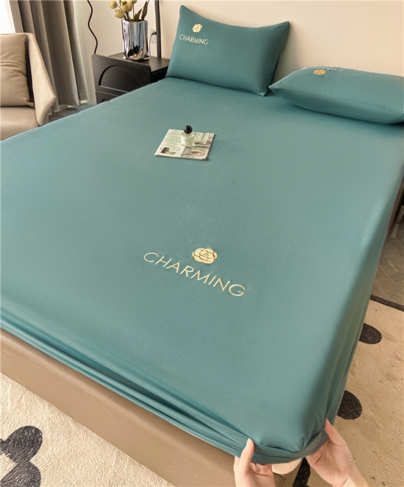 91家纺网 家纺一手货源 找家纺 古吉梦 2024新款A类抗菌防螨磨毛床笠 磨毛床笠朵拉-浅石蓝