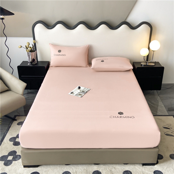 91家纺网 家纺一手货源 找家纺 古吉梦 2024新款A类抗菌防螨磨毛床笠 磨毛床笠朵拉-优雅粉