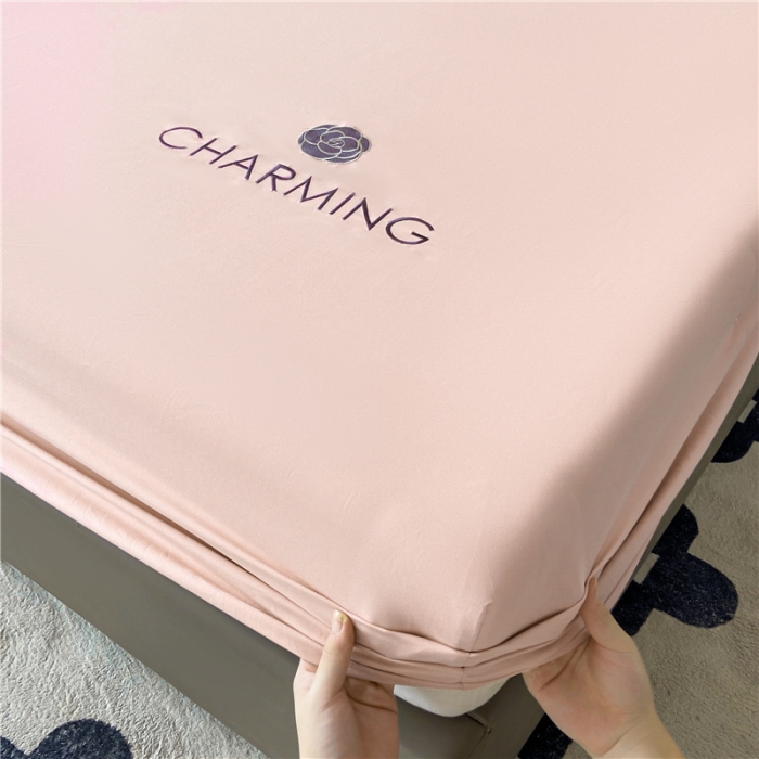 91家纺网 家纺一手货源 找家纺 古吉梦 2024新款A类抗菌防螨磨毛床笠 磨毛床笠朵拉-优雅粉