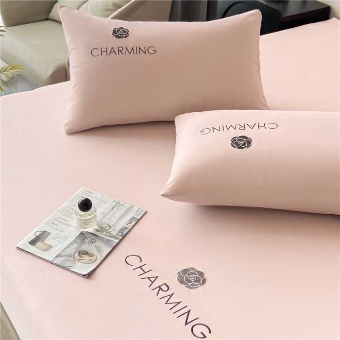 91家纺网 家纺一手货源 找家纺 古吉梦 2024新款A类抗菌防螨磨毛床笠 磨毛床笠朵拉-优雅粉