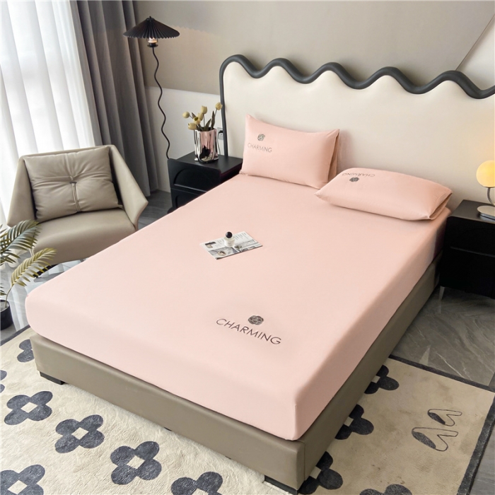 91家纺网 家纺一手货源 找家纺 古吉梦 2024新款A类抗菌防螨磨毛床笠 磨毛床笠朵拉-优雅粉