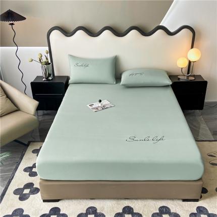 古吉梦 2023新款A类抗菌防瞒磨毛刺绣S床笠系列 磨毛S床笠-梵星蓝