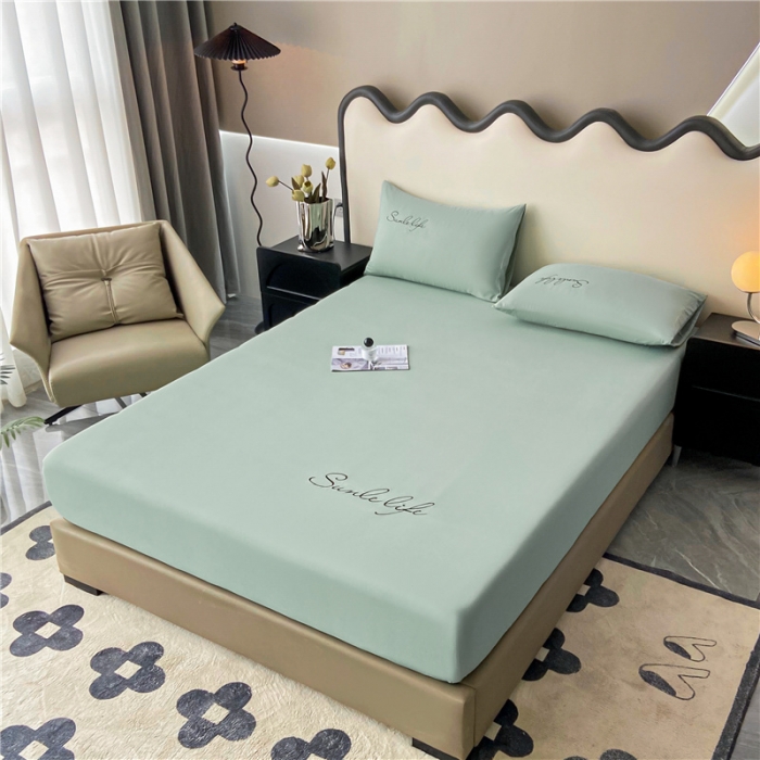 91家纺网 家纺一手货源 找家纺 古吉梦 2023新款A类抗菌防瞒磨毛刺绣S床笠系列 磨毛S床笠-梵星蓝