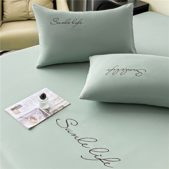 91家纺网 家纺一手货源 找家纺 古吉梦 2023新款A类抗菌防瞒磨毛刺绣S床笠系列 磨毛S床笠-梵星蓝