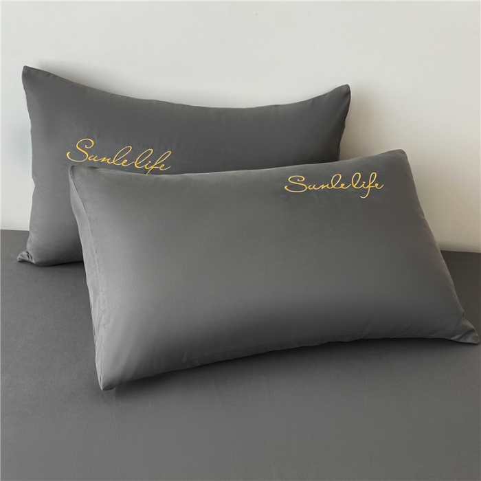 91家纺网 家纺一手货源 找家纺 古吉梦 2023新款A类抗菌防瞒磨毛刺绣S床笠系列 磨毛S床笠-高级灰