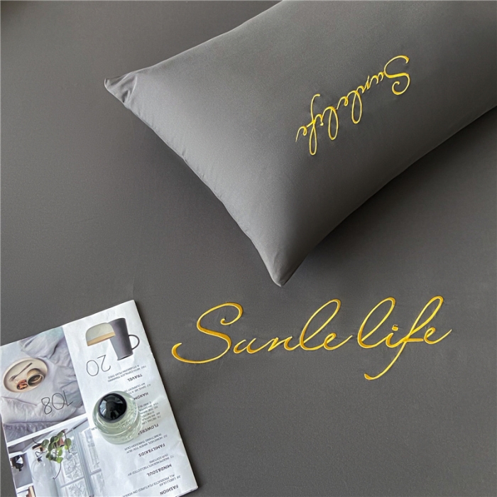 91家纺网 家纺一手货源 找家纺 古吉梦 2023新款A类抗菌防瞒磨毛刺绣S床笠系列 磨毛S床笠-高级灰