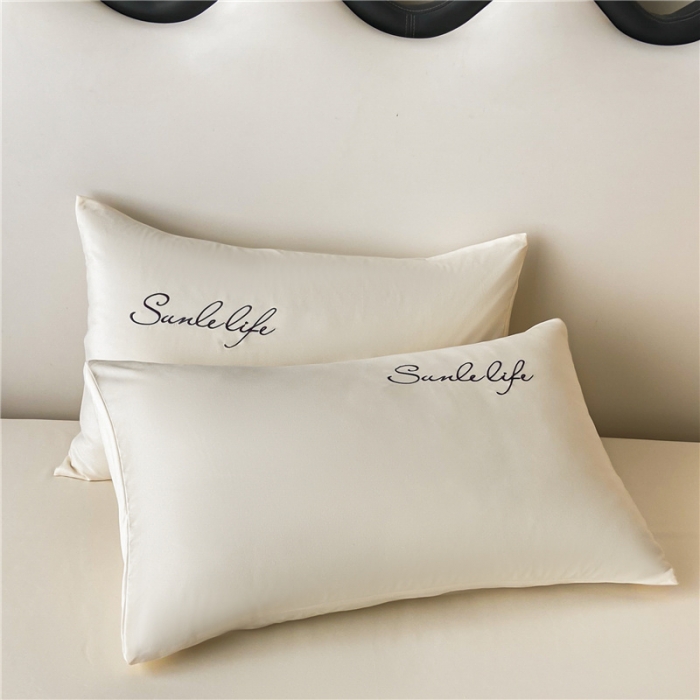 91家纺网 家纺一手货源 找家纺 古吉梦 2023新款A类抗菌防瞒磨毛刺绣S床笠系列 磨毛S床笠-奶昔白