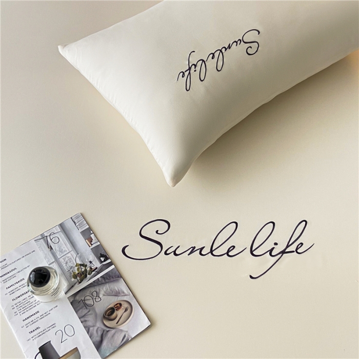 91家纺网 家纺一手货源 找家纺 古吉梦 2023新款A类抗菌防瞒磨毛刺绣S床笠系列 磨毛S床笠-奶昔白