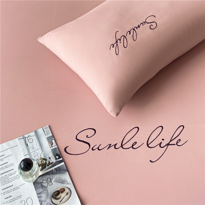 91家纺网 家纺一手货源 找家纺 古吉梦 2023新款A类抗菌防瞒磨毛刺绣S床笠系列 磨毛S床笠-藕粉