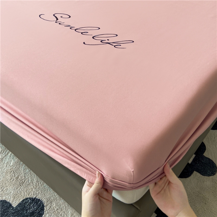 91家纺网 家纺一手货源 找家纺 古吉梦 2023新款A类抗菌防瞒磨毛刺绣S床笠系列 磨毛S床笠-藕粉