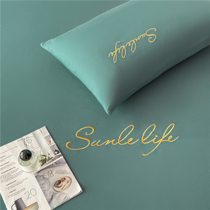 91家纺网 家纺一手货源 找家纺 古吉梦 2023新款A类抗菌防瞒磨毛刺绣S床笠系列 磨毛S床笠-浅石蓝