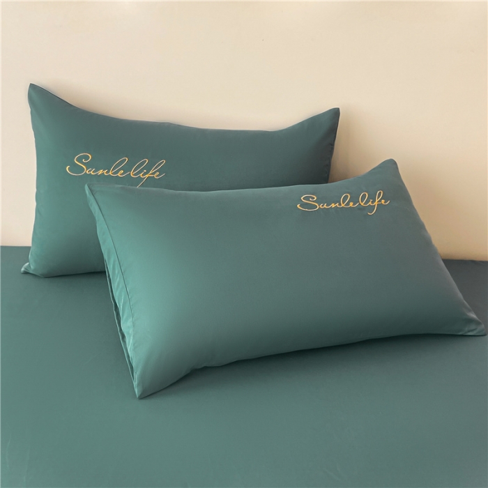 91家纺网 家纺一手货源 找家纺 古吉梦 2023新款A类抗菌防瞒磨毛刺绣S床笠系列 磨毛S床笠-浅石蓝