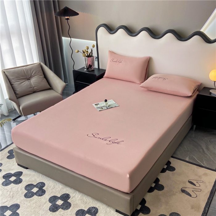 91家纺网 家纺一手货源 找家纺 古吉梦 2023新款A类抗菌防瞒磨毛刺绣S床笠系列 磨毛S床笠-紫豆沙