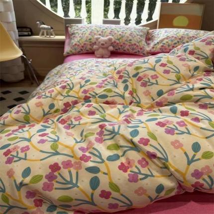 91家纺网 家纺一手货源 找家纺 （总）珺柔 2023新款40支纱13070锁边工艺款全棉印花四件套