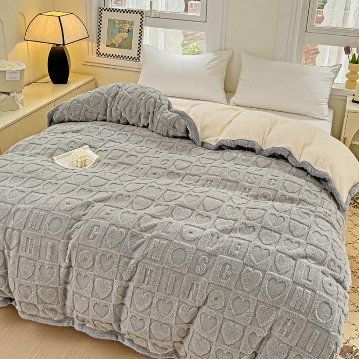 91家纺网 家纺一手货源 找家纺 法澳 2023新款230克塔芙绒北极绒多功能单被套 高级灰