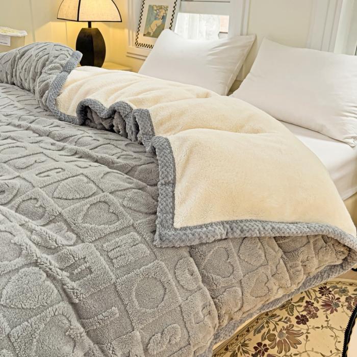 91家纺网 家纺一手货源 找家纺 法澳 2023新款230克塔芙绒北极绒多功能单被套 高级灰