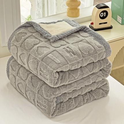 法澳 2023新款双层加厚230克塔芙绒北极绒毛毯休闲毯 高级灰