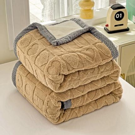 法澳 2023新款双层加厚230克塔芙绒北极绒毛毯休闲毯 奶咖