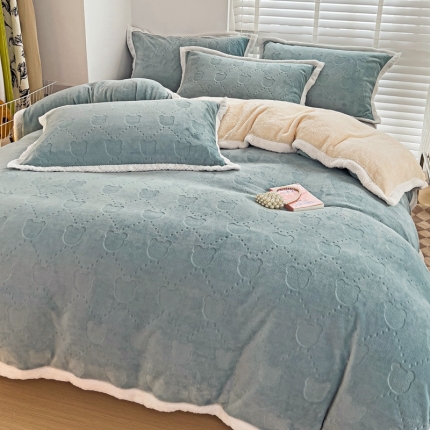 91家纺网 家纺一手货源 找家纺 （总）法澳 2023新款220克雕花绒纯色牛奶绒四件套