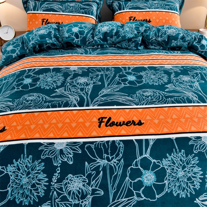 91家纺网 家纺一手货源 找家纺 2025新款230克8.5斤加厚高克重牛奶绒金貂绒法莱绒四件套冬季加绒法兰绒床裙款 华影时光