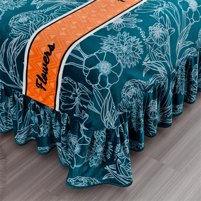 91家纺网 家纺一手货源 找家纺 2025新款230克8.5斤加厚高克重牛奶绒金貂绒法莱绒四件套冬季加绒法兰绒床裙款 华影时光