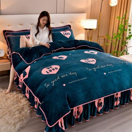 91家纺网 家纺一手货源 找家纺 2025新款230克8.5斤加厚高克重牛奶绒金貂绒法莱绒四件套冬季加绒法兰绒床裙款 简爱