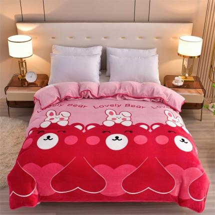 91家纺网 家纺一手货源 找家纺 2025新款9斤重加厚直播爆款牛奶绒金貂法莱绒单品被套 爱心萌宠