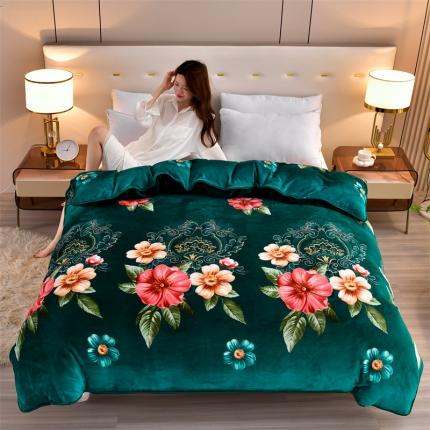 91家纺网 家纺一手货源 找家纺 2025新款9斤重加厚直播爆款牛奶绒金貂法莱绒单品被套 国色天香