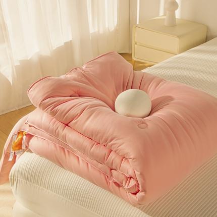 91家纺网 家纺一手货源 找家纺 优被业 2023新款针织棉云柔大豆被 粉色