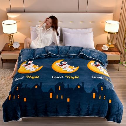 91家纺网 家纺一手货源 找家纺 2025新款9斤重加厚直播爆款牛奶绒金貂法莱绒单品被套 晚安