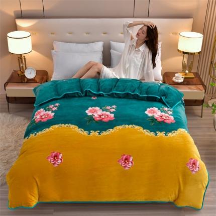 91家纺网 家纺一手货源 找家纺 2025新款9斤重加厚直播爆款牛奶绒金貂法莱绒单品被套 幸福一生