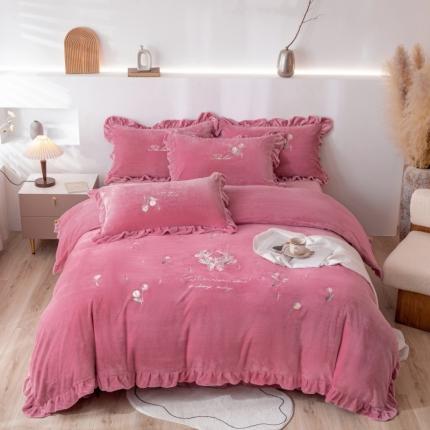 91家纺网 家纺一手货源 找家纺 （总）绒博士 2023新款亲肤保暖240克牛奶绒四件套-郁金香