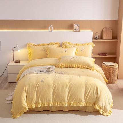 91家纺网 家纺一手货源 找家纺 （总）绒博士 2023新款亲肤保暖240克牛奶绒四件套-郁金香