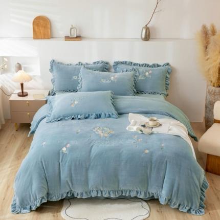 91家纺网 家纺一手货源 找家纺 （总）绒博士 2023新款亲肤保暖240克牛奶绒四件套-郁金香