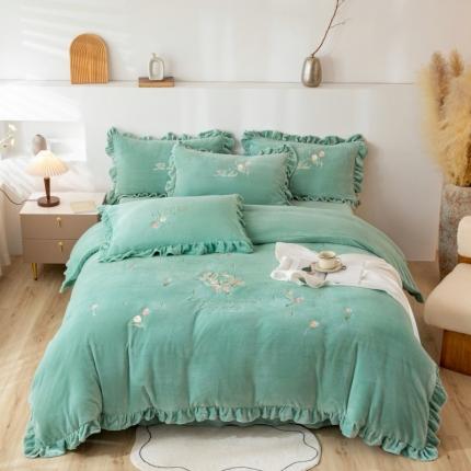 91家纺网 家纺一手货源 找家纺 （总）绒博士 2023新款亲肤保暖240克牛奶绒四件套-郁金香