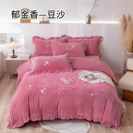 绒博士 2023新款亲肤保暖240克牛奶绒四件套-郁金香 郁金香 豆沙