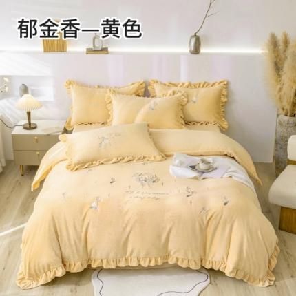 绒博士 2023新款亲肤保暖240克牛奶绒四件套-郁金香 郁金香 黄色
