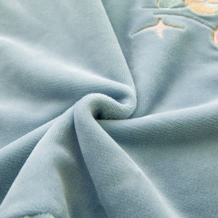 91家纺网 家纺一手货源 找家纺 绒博士 2023新款亲肤保暖240克牛奶绒四件套-郁金香 郁金香 浅蓝