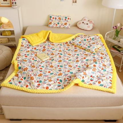 91家纺网 家纺一手货源 找家纺 十九色 2024新款儿童全棉豆豆被春秋被冬被婴幼儿安抚毯被子 彩虹乐园