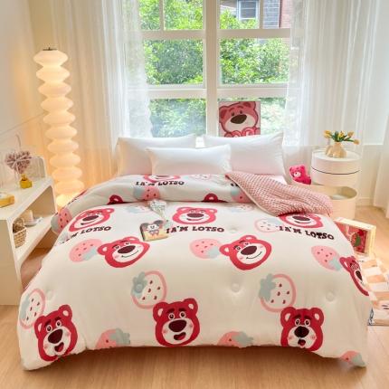 91家纺网 家纺一手货源 找家纺 伊人居 2023新款A类迪士尼针织棉豆豆被 莓烦恼