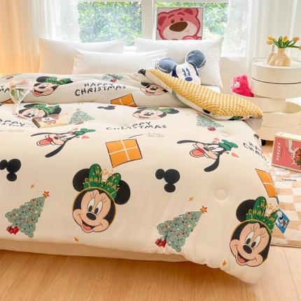 91家纺网 家纺一手货源 找家纺 伊人居 2023新款A类迪士尼针织棉豆豆被 圣诞米奇