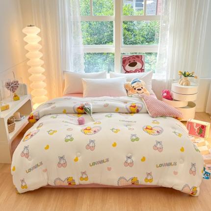 91家纺网 家纺一手货源 找家纺 伊人居 2023新款A类迪士尼针织棉豆豆被 甜蜜伙伴