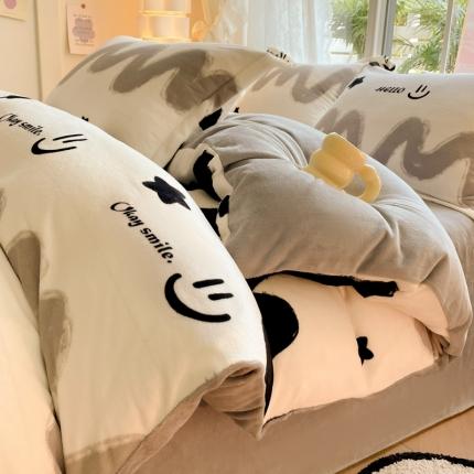 91家纺网 家纺一手货源 找家纺 柒月 2023新款加厚牛奶绒四件套 格调