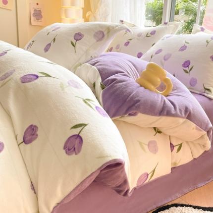 91家纺网 家纺一手货源 找家纺 （总）柒月 2023新款加厚牛奶绒四件套